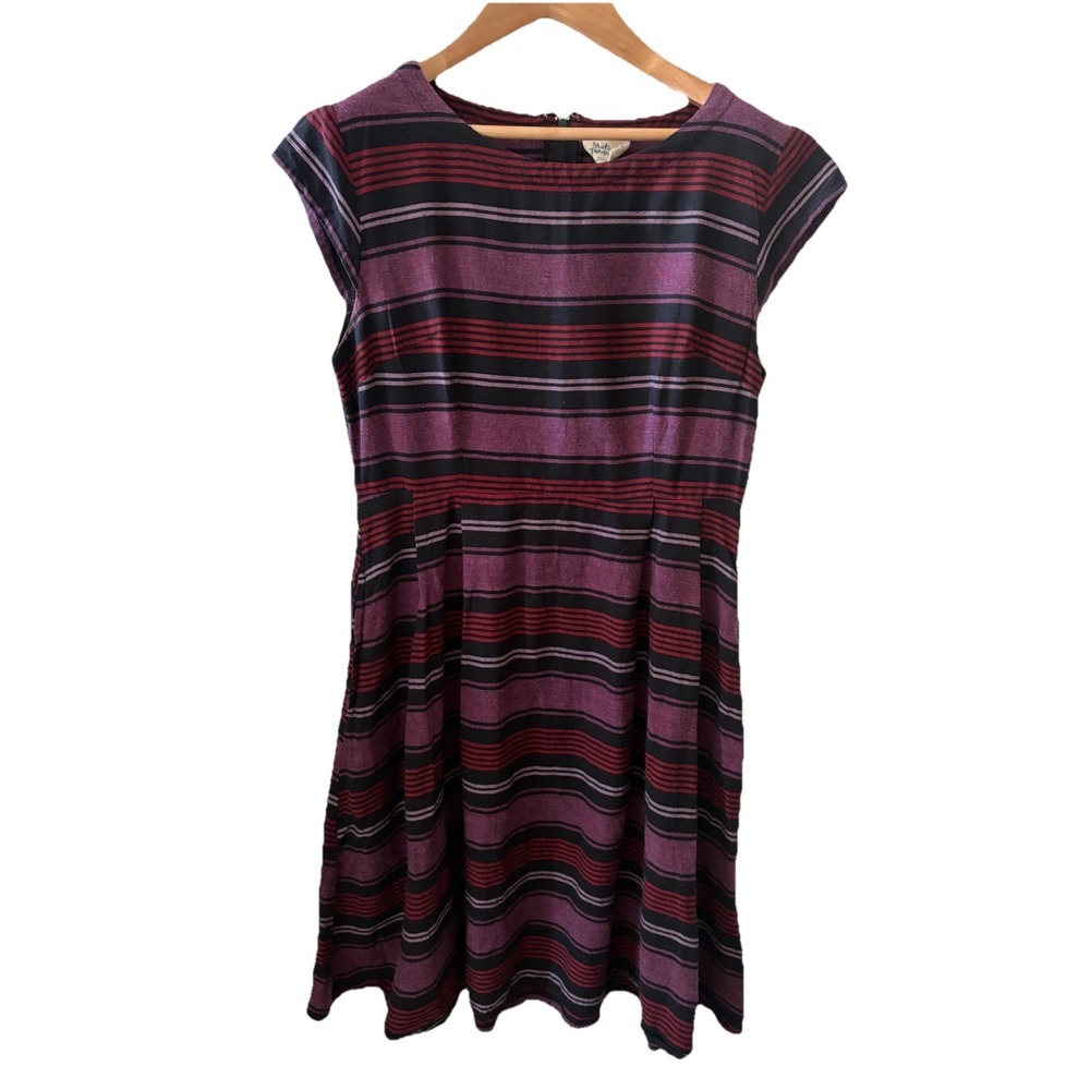 Mata Traders Striped Purple Pink Cap Sleeve Dress Size‎ Medium